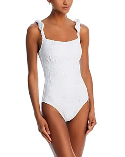 Tommy Bahama Eyelet Hideaway Square Neck One Piece Swimsuit In White