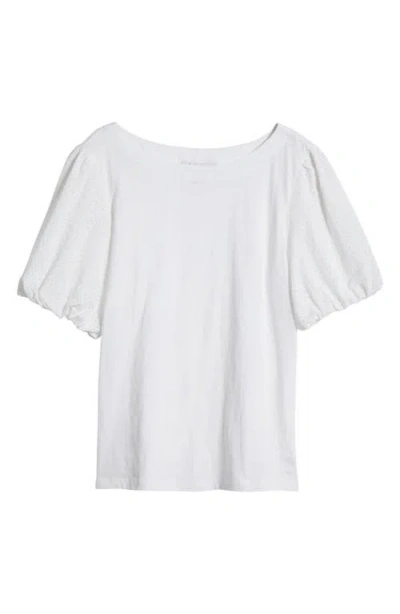 Tommy Bahama Eyelet Puff Sleeve Organic Cotton Top In White