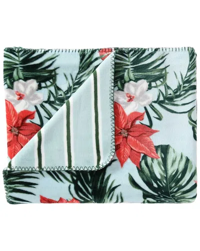TOMMY BAHAMA TOMMY BAHAMA FESTIVE PALMS COCO FLANNEL REVERSIBLE THROW BLANKET