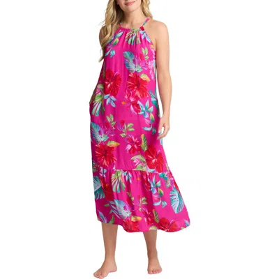 Tommy Bahama Fiesta Floral Midi Cover-up Dress In Pink Maui