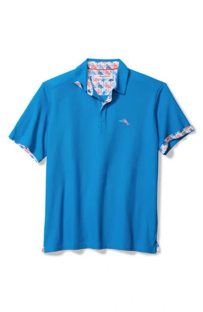 Tommy Bahama Flamingo Mingle Islandzone® Piqué Performance Polo In Blue