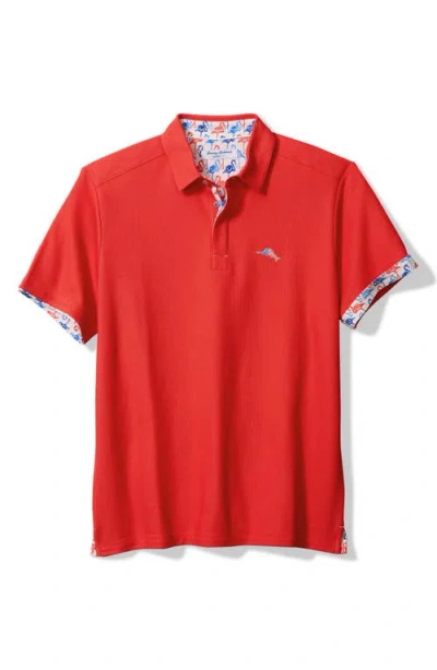 Tommy Bahama Flamingo Mingle Islandzone® Piqué Performance Polo In Red