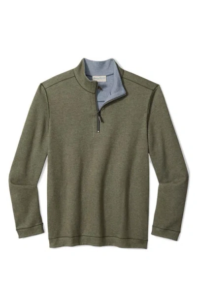 Tommy Bahama Flipview Reversible Half Zip Pullover In Green