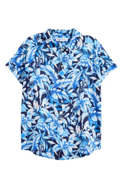 Tommy Bahama Flora Fresco Silk Camp Shirt In Coastline