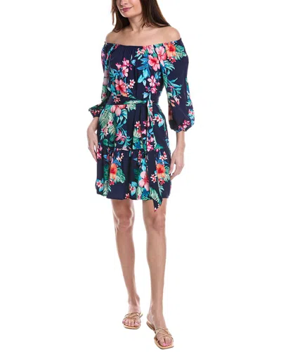 Tommy Bahama Island Cays Flora Off-shoulder Mini Dress In Blue