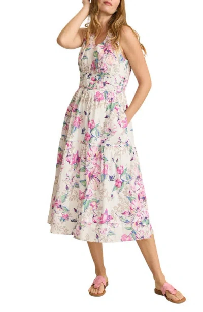 Tommy Bahama Floral Gardens Sleeveless Midi Dress In White