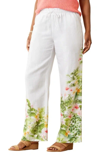 Tommy Bahama Floral Riviera Linen Drawstring Pants In White