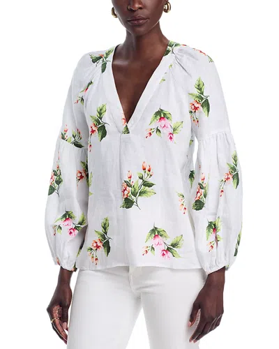Tommy Bahama Florentina Flourish Linen Top In White