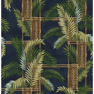 Tommy Bahama Flores Island Palm Peel And Stick Wallpaper Roll 20.5" W X 18' L In Navy