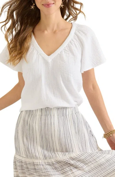 Tommy Bahama Flutter Sleeve Cotton Gauze Top