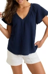 Tommy Bahama Flutter Sleeve Cotton Gauze Top In Sand
