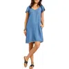 Tommy Bahama Flutter Sleeve Fray Chambray Minidress In Blue