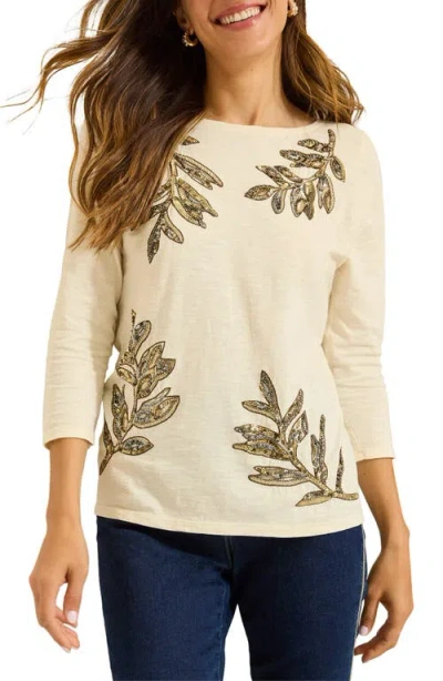 Tommy Bahama Forever Fronds Sequin Embellished Organic Cotton Graphic T-shirt In Coconut