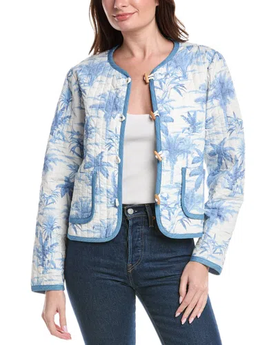 Tommy Bahama Fortuna Fronds Poplin Cropped Jacket In White