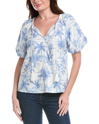 Tommy Bahama Fortuna Fronds Poplin Top In White