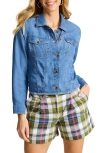 Tommy Bahama Fray Hem Chambray Crop Jacket