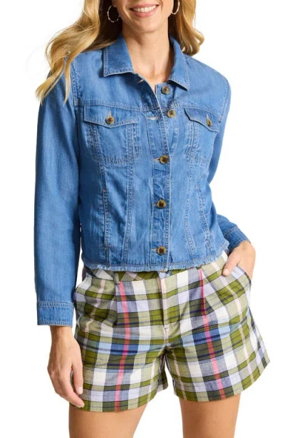 Tommy Bahama Fray Hem Chambray Crop Jacket