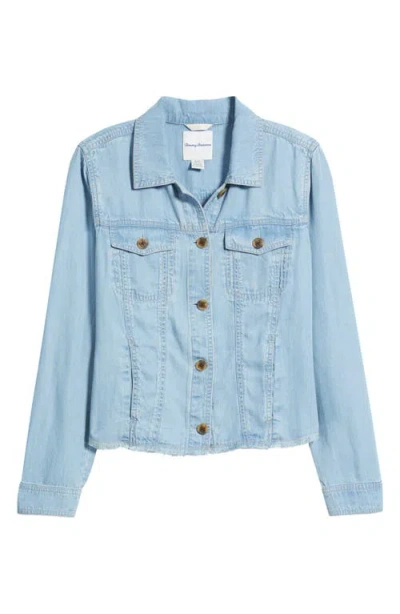 Tommy Bahama Fray Hem Chambray Crop Jacket
