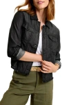 Tommy Bahama Fray Hem Chambray Crop Jacket In Black