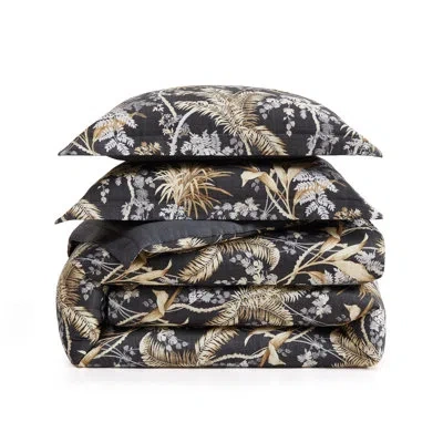 Tommy Bahama Frond Forest Texture Cotton Reversible Grey Comforter Set In Multi