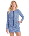 Tommy Bahama Full Zip Long Sleeve Rashguard Skirt Bottom In Blue