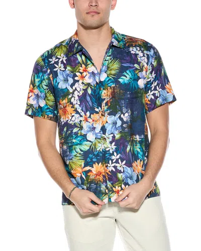 Tommy Bahama Garden Of Hope And Courage Silk-blend Camp Shirt In Blue