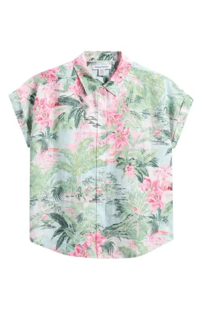 Tommy Bahama Garden Villa Short Sleeve Linen Shirt In Canal Blue