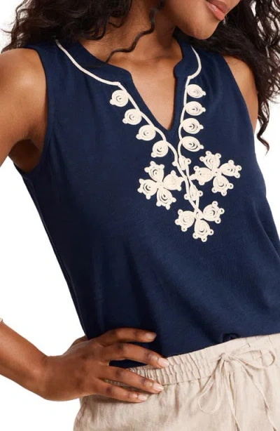 Tommy Bahama Gem Coast Embroidered Cotton Blend Tank In Blue