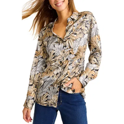 Tommy Bahama Grand Canal Floral Button-up Silk Shirt In Black Multi