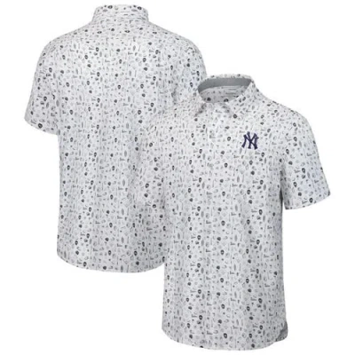 Tommy Bahama Gray New York Yankees Nova Wave Riptide Rally Camp Button-up Short Sleeve Shirt In White