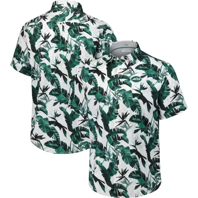 Tommy Bahama Green New York Jets Sunnyvale Blooms Camp Button-up Shirt In White