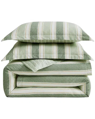 Tommy Bahama Hanalei Stripe Cotton Duvet Set In Green