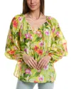 Tommy Bahama Happy Hour Flower Silk-blend Peasant Top In Yellow