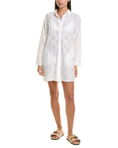 Tommy Bahama Harbor Eyelet Boyfriend Shirt In White