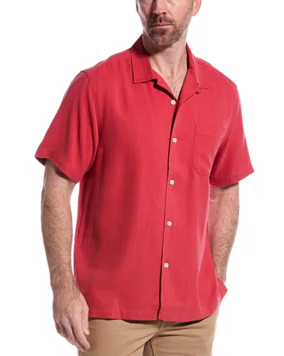 Tommy Bahama Hawaiian Herringbone Silk Shirt In Red