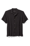 Tommy Bahama Here To Shake Things Up Embroidered Silk Camp Shirt In Black