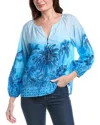 Tommy Bahama Hibiscus Hues Peasant Top In Blue