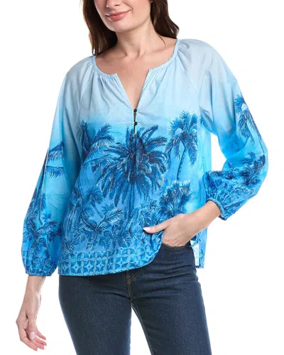Tommy Bahama Hibiscus Hues Peasant Top In Blue