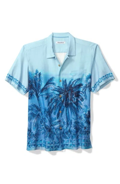 Tommy Bahama Hibiscus Hues Short Sleeve Silk Button-up Shirt In Blue