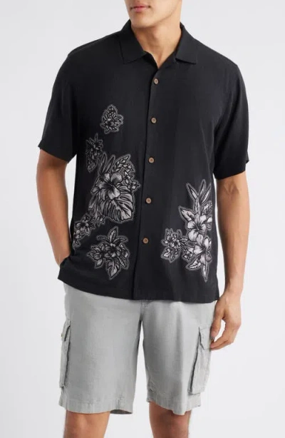Tommy Bahama Hibiscus Vibrations Camp Shirt In Black