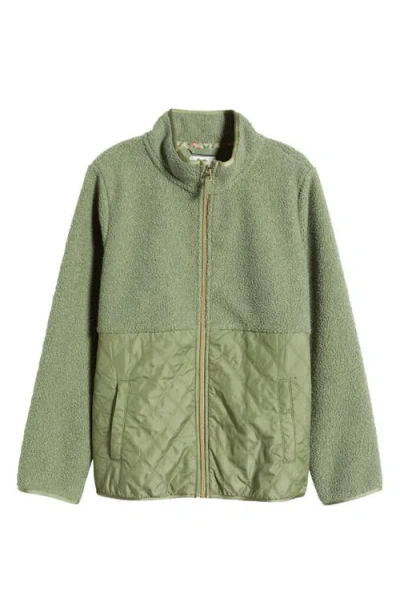 Tommy Bahama High Pile Fleece Mixed Media Quilted Jacket In Green