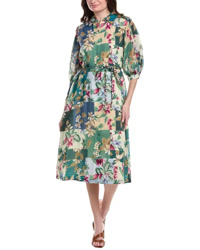 Tommy Bahama High Tide Floral Tie Belt Midi Shirtdress In Bonsai