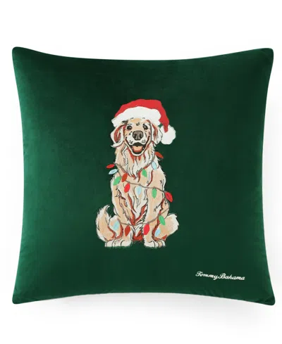 Tommy Bahama Holiday Retriever Decorative Pillow, 20" X 20" In Green