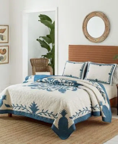 Tommy Bahama Home Aloha Pineapple Embroidered Quilts In Blue