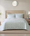 Tommy Bahama Home Art Of Palms Reversible 3 Piece Quilt Set, Full/queen In Blue Lagoon
