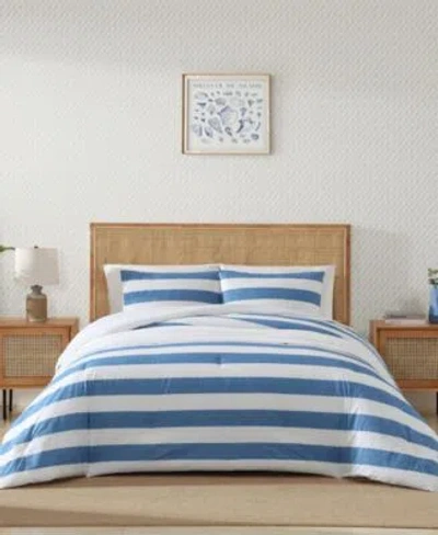 Tommy Bahama Home Awning Stripe Duvet Cover Sets In Dark Blue
