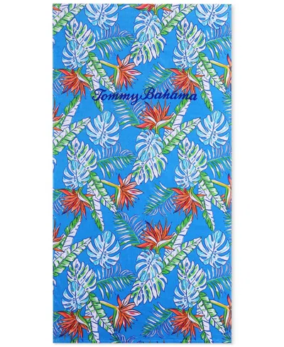 Tommy Bahama Home Bahama Palms Cotton Oversized Beach Towel, 72" X 36" In Bright Blue