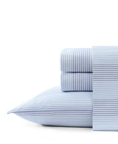 Tommy Bahama Home Bahama Weekend 200-thread Count Stripe Cotton Percale 3-pc. Sheet Set, Twin In Blue