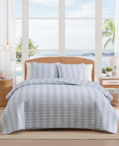 Tommy Bahama Home Bahama Weekend Stripe Cotton Reversible 3-pc. Quilt Set, King In Blue