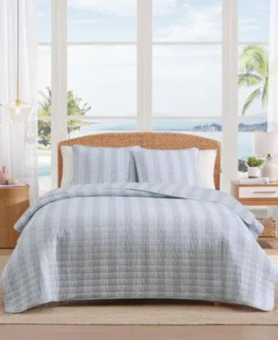 Tommy Bahama Home Bahama Weekend Stripe Cotton Reversible Quilt Sets In Blue